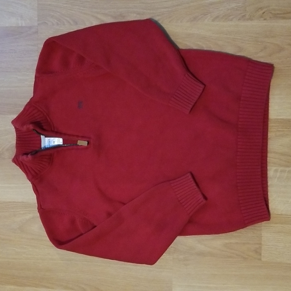 Carters red knit long sleeve pullover 1/4 zip sweater boys size 10 EUC